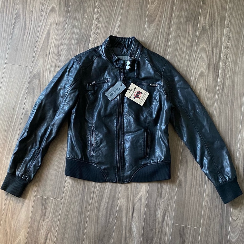 NWT Black Vegan Leather Moto Jacket
